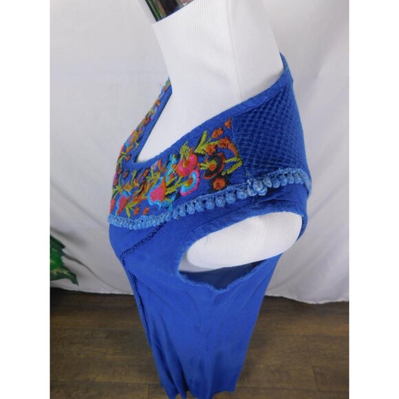 Studio West Apparel Dress Womens Small Blue Embroidered Boho Sleeveless Maxi - Picture 5 of 11
